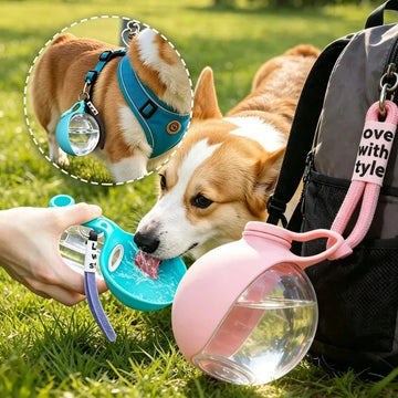 Foldable dog and cat water bottle with lanyard for outdoor travel