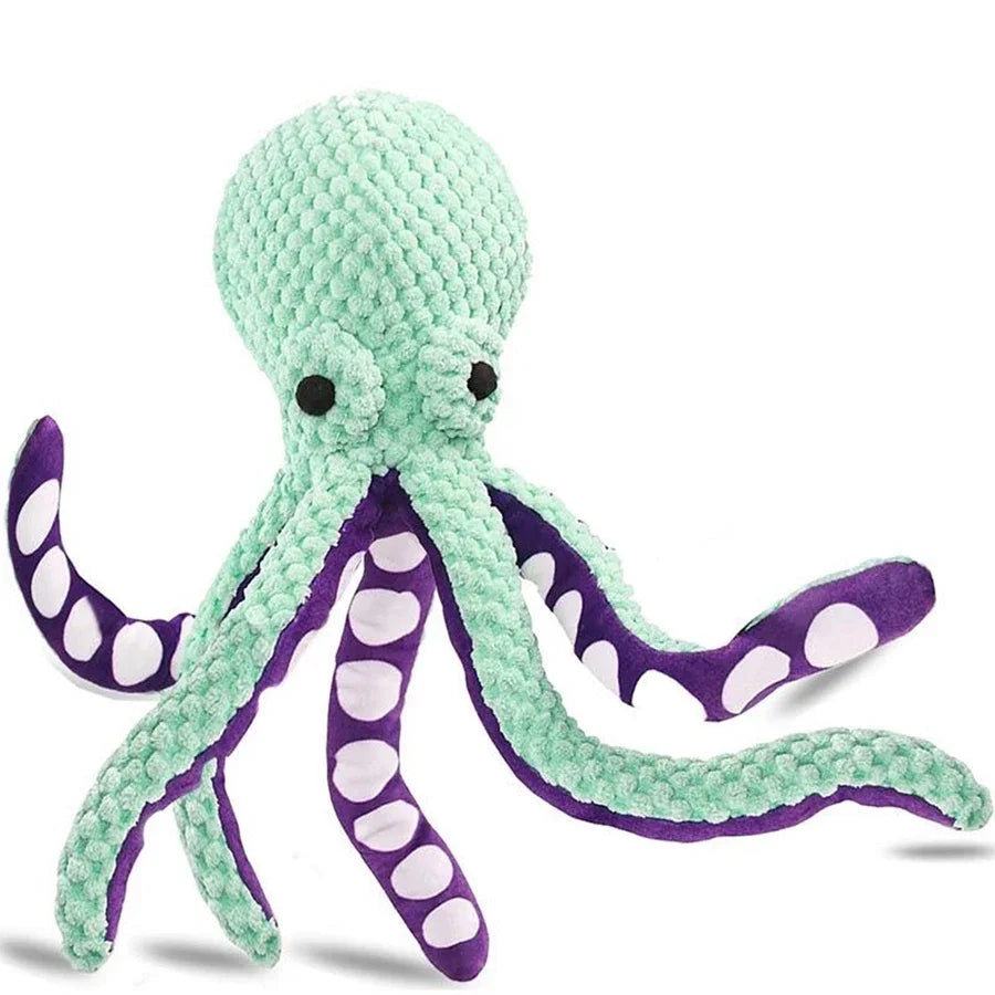 Interactive plush octopus dog toy with sound for playful pets