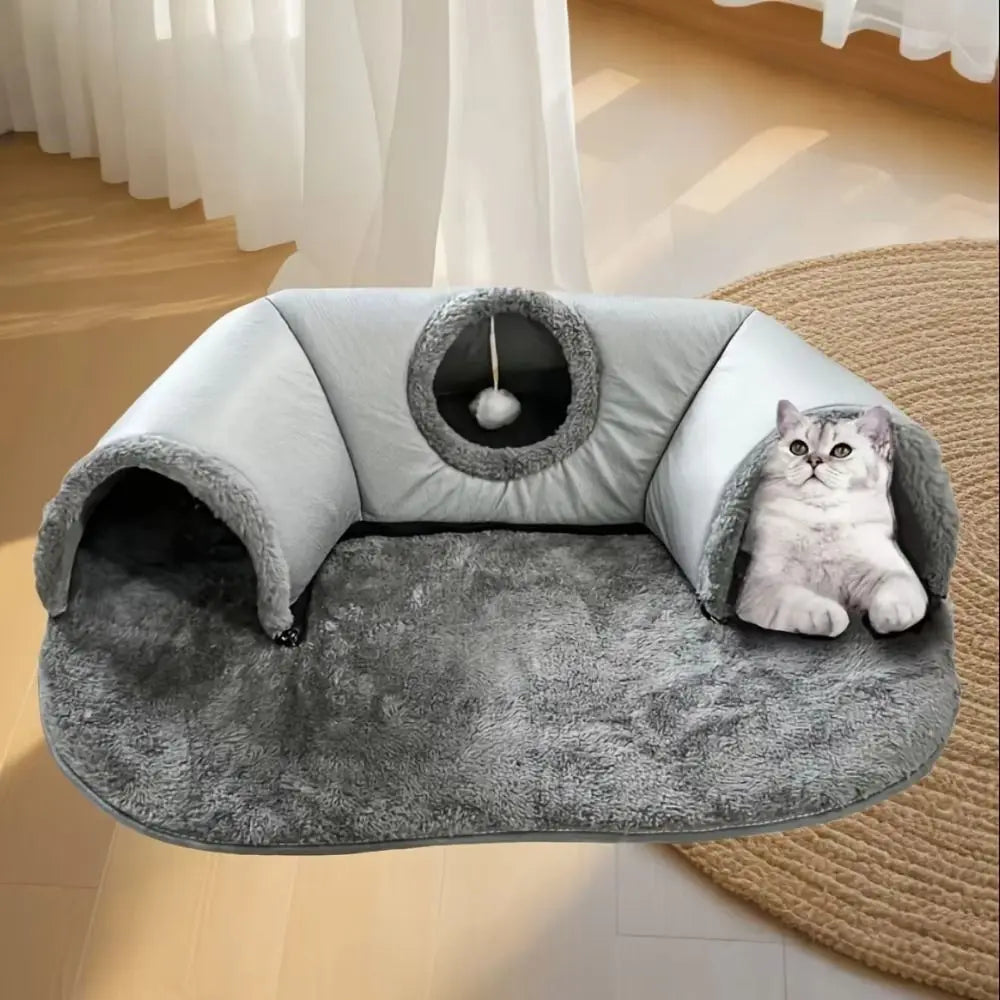 Warm Non-Slip Base Cat Tunnel Bed U-shaped Anti Dirty Cat Nest Removable Washable Cat House Pet Supplies