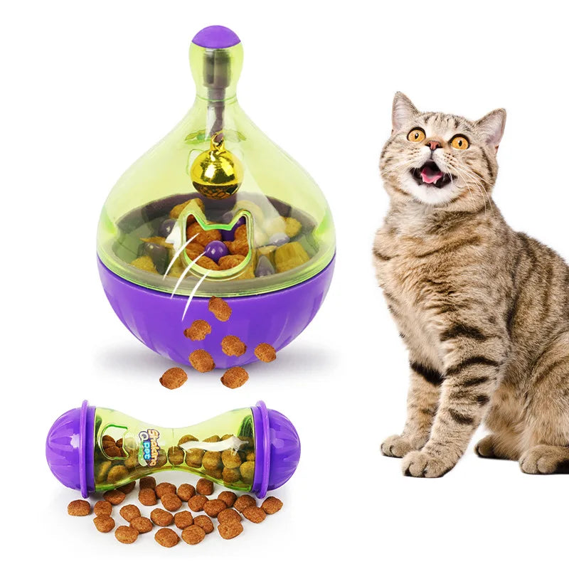 Interactive pet feeding ball toy for cats and dogs with food dispenser