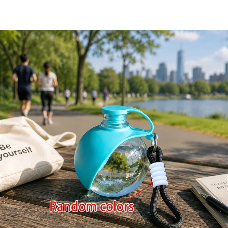 Plastic Dogs Cat Drinking Bottle with Lanyard Outdoor Foldable Water Dispensers Leak-proof Compact Travel Pet Water Bottle