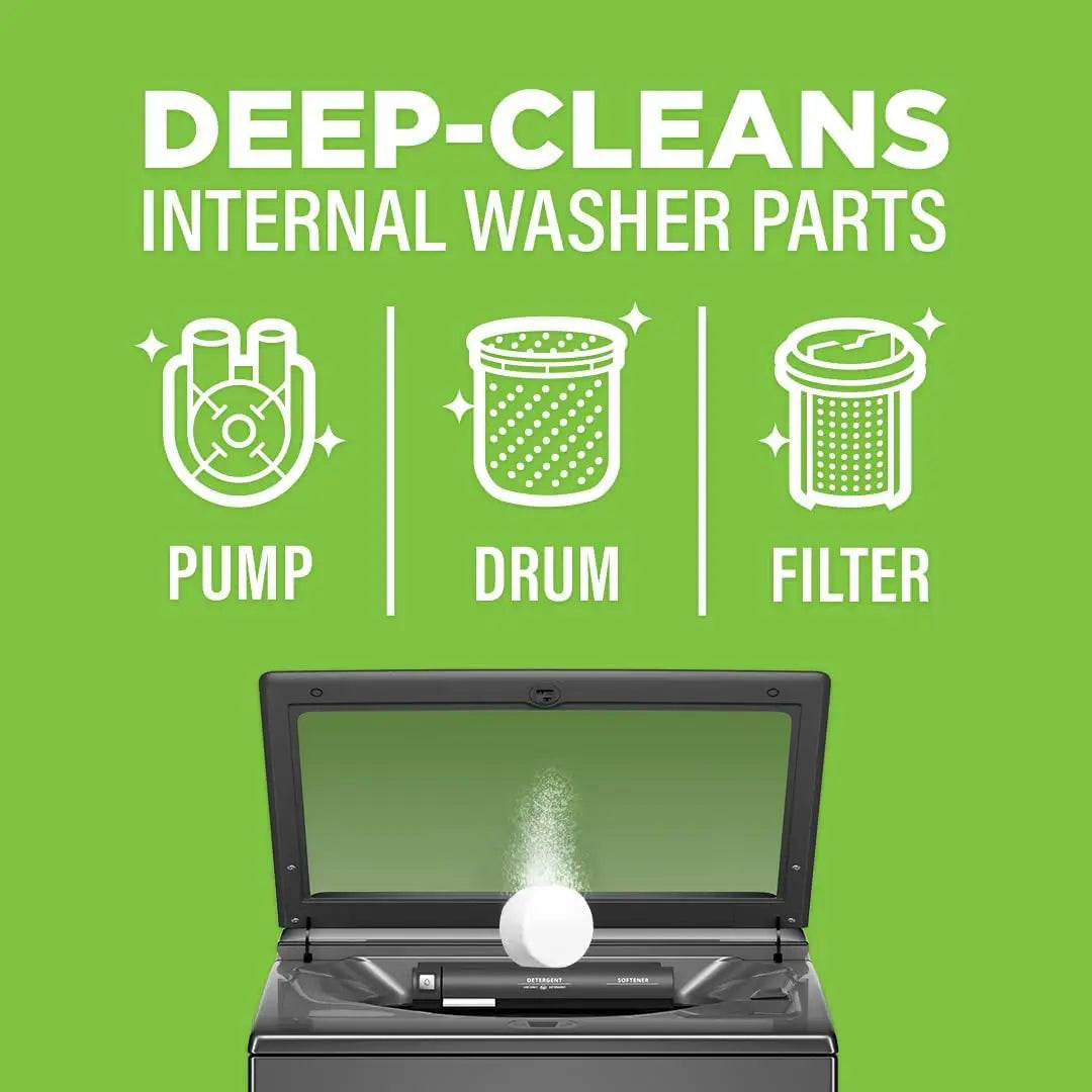 6PCS Washing Machine Cleaner - Deep Cleans Pump, Valve & Hoses, Removes Odor & Bacteria