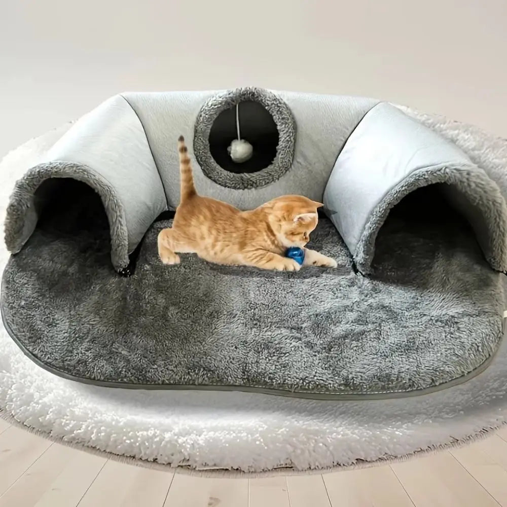 Warm Non-Slip Base Cat Tunnel Bed U-shaped Anti Dirty Cat Nest Removable Washable Cat House Pet Supplies