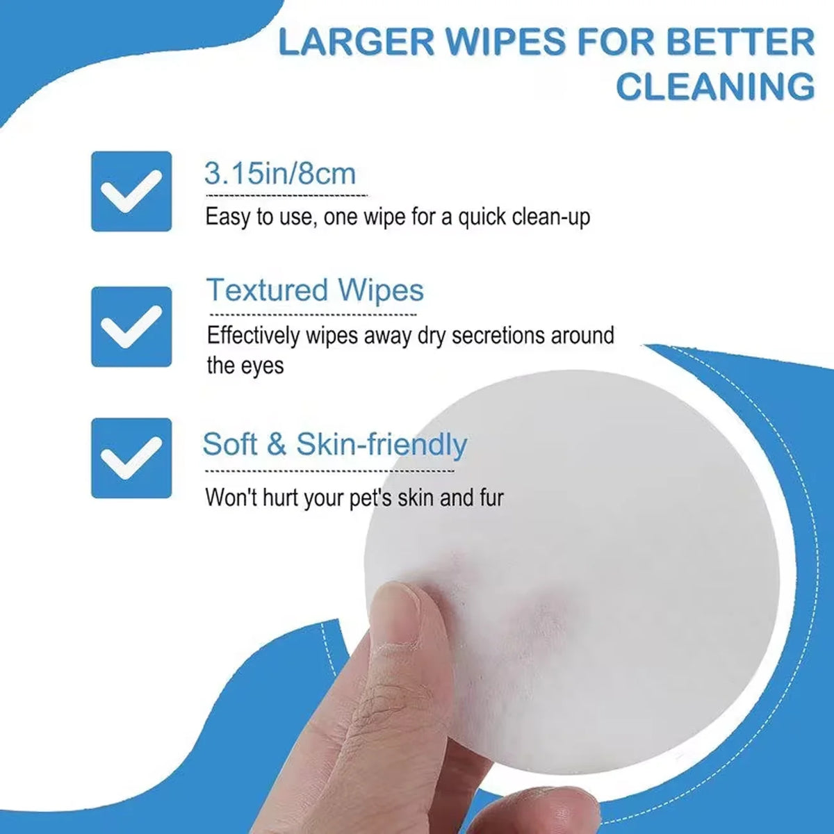Farienne 100pcs Pet Eye And Ear Wipes for Dogs And Cats Gentle Non-Irritating Tear Stain Remover Cleaning Wipes