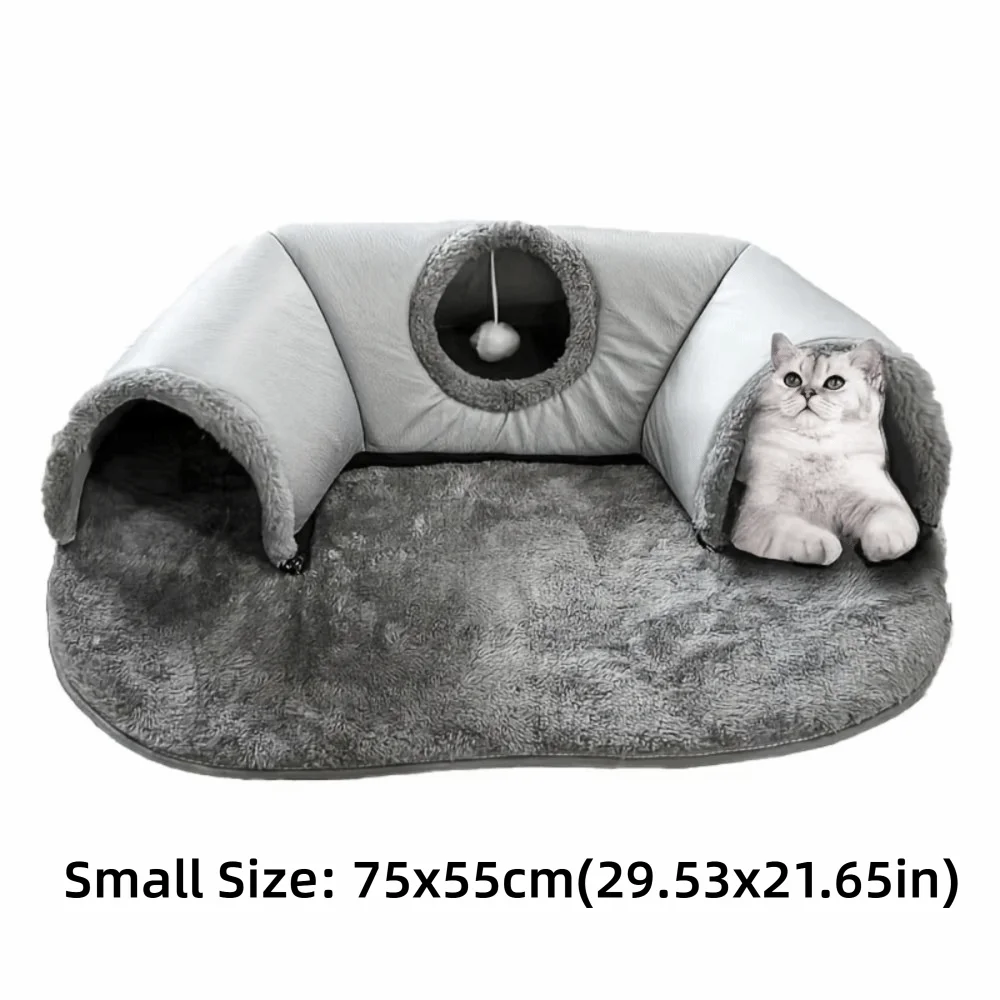 Warm Non-Slip Base Cat Tunnel Bed U-shaped Anti Dirty Cat Nest Removable Washable Cat House Pet Supplies