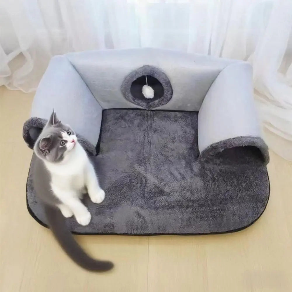 Warm Non-Slip Base Cat Tunnel Bed U-shaped Anti Dirty Cat Nest Removable Washable Cat House Pet Supplies