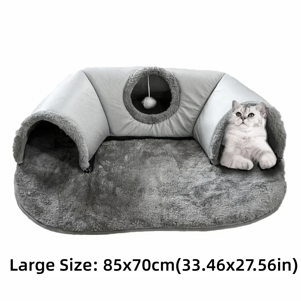 Warm Non-Slip Base Cat Tunnel Bed U-shaped Anti Dirty Cat Nest Removable Washable Cat House Pet Supplies