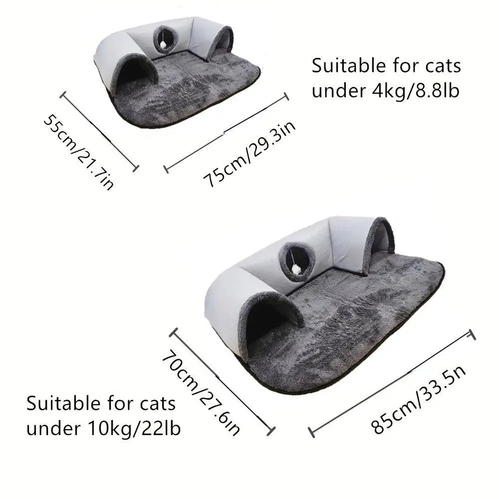Warm Non-Slip Base Cat Tunnel Bed U-shaped Anti Dirty Cat Nest Removable Washable Cat House Pet Supplies