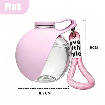Foldable dog and cat water bottle with lanyard for outdoor travel